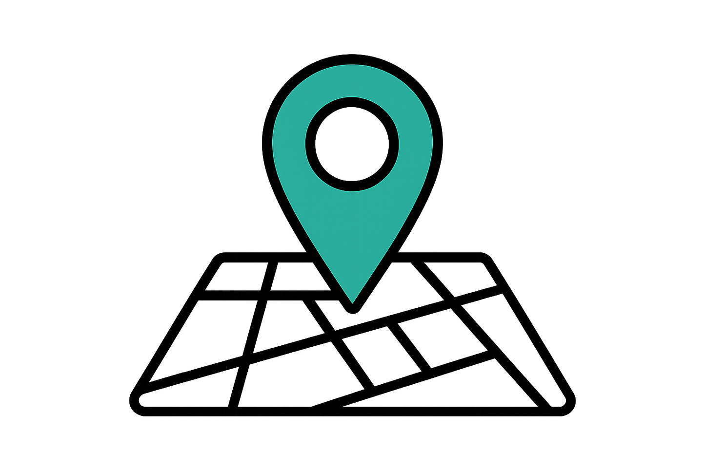 make an icon of a location pin on a map with a transparent background. the color scheme is black and hex code #12A9A1