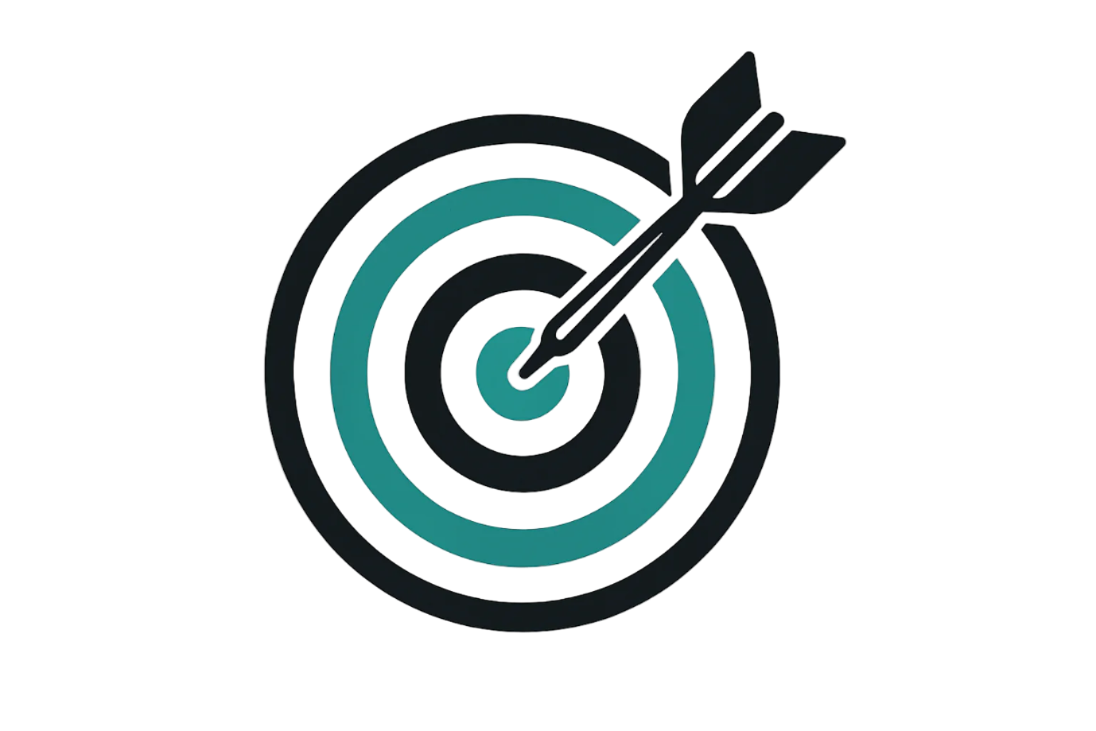 make an icon of a bullseye with a dart in the middle. use black and the hex code color: #12A9A1